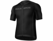 RockBros Cyklistický dres s krátkým rukávem, zapínání na zip, M - černý