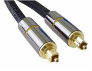 PremiumCord Optický audio kabel Toslink, OD:7mm, Gold-metal design + Nylon 2m