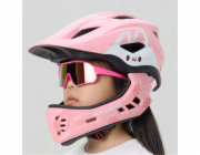RockBros Dětská cyklistická helma TT-32001 Rabbit s odnímatelnou čelistí, růžová, velikost S (48-52)