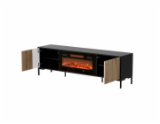 Cama RTV skříň MERCI 180 x 40 x 53,5 cm černá/dub artisan + krb