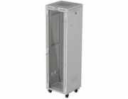 Lanberg 19" 42U 600x600 šedá stojící racková skříň se skleněnými dvířky, LCD (ploché balení)