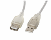 Lanberg CA-USBE-12CC-0018-TR USB-A M / F 2.0, 1,8m LANBERG USB-A M / F 2.0 kabel 1,8m, transparentní