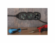 Prodlužovací kabel 1,5m / 3 zásuvky / černý / PVC / 1mm2