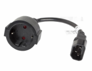 Lanberg IEC 320 C14 napájecí kabel – Schuko, 20 cm, černý (CA-C14E-10CC-0018-BK)