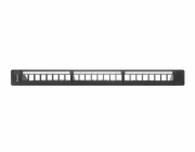LANBERG 24PORTOVÝ PATCH PANEL 1U S ORGANIZÉREM PRO KEYSTONE MODULY ČERNÝ