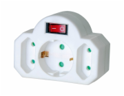 Adapterstecker Euro 2+Schutzkontakt 1 mit Schalter, Steckdosenadapter
