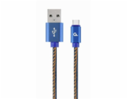 GEMBIRD Kabel USB 2.0 AM na Type-C kabel (AM/CM), 1m, opletený, jeans, blister, PREMIUM QUALITY