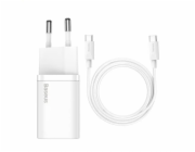Baseus TZCCSUP-L02 Baseus Super Si rychlonabíječka 1C 25W EU + kabel Type-C/Type-C 3A 1m bílá