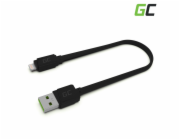 USB zelená buňka GcMatte Lightning Plochý kabel 25 cm s rychlým nabíjením kabelu Apple 2.4A
