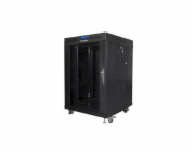 LANBERG Volně stojící skříň 19", 15U/600x600, (v rozloženém stavu), skleněné dveře, LCD, černá (RAL9004)