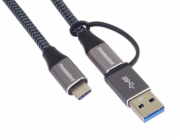 USB-C kabel ( USB 3.2 GEN 2, 5A, 100W, 20Gbit/s ) bavlněný oplet, 2m