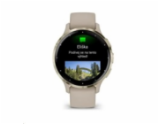 Garmin Venu® 3S, Nerezová luneta Soft Gold, pouzdro French Gray, silikonový řemínek