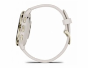Garmin Venu 3S, Nerezová luneta Soft Gold, pouzdro Ivory, silikonový řemínek