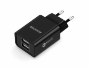Chytrá síťová nabíječka ALIGATOR 2,4A, 2xUSB, smart IC, černá
