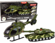 LeanToys Vojenská sada Tank Třecí pohon Vrtulník