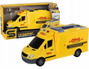 LeanToys Dodávkový vůz 1:16 Třecí pohon Otevírání dveří Světla Zvuky Žluté