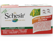SCHESIR Chicken with beef in jelly - vlhké krmivo pro psy - 4 x 85g