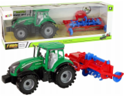 LeanToys Traktor s pluhem, třecím pohonem, červený