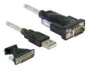 Delock - Sada USB/sériového kabelu - USB / USB 2.0 / EIA-232 - křídlové šrouby - černá, průhledná