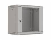 Lanberg 19" 9U 540x350 závěsná regálová skříň, šedá, skleněné dveře (ploché balení)