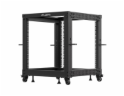 Lanberg Otevřený rack 19" 12U 600x600-1100 nastavitelný černý