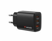 Verbatim Essentials GaN Charger  65W 2xUSB-C/1xUSB-A schwa. 32352