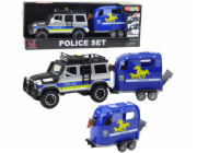 LeanToys Policejní terénní vozidlo s přívěsem pro koně, světly a zvuky
