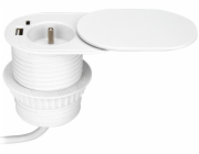 Orno Nábytková zásuvka O6 cm, zapuštěná do pracovní desky s posuvným krytem, USB nabíječkou a 1,9m kabelem, 1x2P+Z (francouzská), 2xUSB (typ A+C; P
