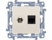Kontakt-Simon Simon 10 Anténní + počítačová zásuvka typ F + RJ45 kat. 5e krémová CASFRJ455.01/41