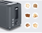 Aeno toustovač na 2 plátky TS1, 1000 W, 7 stupňů opékání, extra opékání, šedý