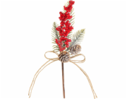 Větvička MagicHome Vánoce, s bobulkami, červená, 23 cm