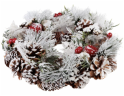 Veniec MagicHome Vianoce, so zasneženou čečinou, adventný, 31x8,5 cm