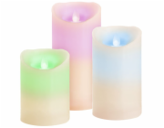 Sviečky MagicHome Vianoce, sada 3 ks, LED, 3xAAA, pravý vosk, jednoduché svietenie, časovač, pohybli