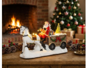 MagicHome Vánoční dekorace, Santa s koněm, LED, 3xAA, interiér