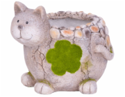 Dekorace MagicHome, Kočka s květináčem, keramika, přírodní, 30x25,5x26,5 cm