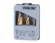 Sada stupňovitých vrtáků Strend Pro SS422, 4-12, 4-20, 4-32 mm, TiN, spirála HSS 4241, do kovu