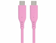 PREMIUMCORD Kabel USB-C na USB-C, 60W, 480Mbps, silikonový, růžový, 1,5m