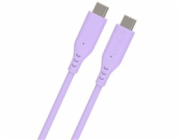 PREMIUMCORD Kabel USB-C na USB-C, 60W, 480Mbps, silikonový, fialový, 1,5m