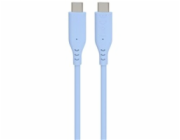 PREMIUMCORD Kabel USB-C na USB-C, 60W, 480Mbps, silikonový, modrý, 1,5m