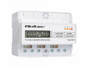 Qoltec Třífázový elektronický elektroměr | Elektroměr na DIN lištu | 400V | 100A | LCD | LED | 7P