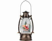 Lampička MagicHome Christmas Retro, LED, se Santou, s třpytkami, černá, 3xAA, plast, 13x11x24/35 cm