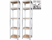 Regál Racks, kovový, MDF, 5 polic, 1800x400x400 mm, bal. 2ks