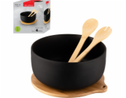 Florina Salátová mísa na bambusovém podstavci s lžičkami Florina Adria Black 3,5 l