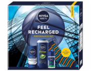 Nivea Men Feel Recharged sada hydratační krém na obličej 75ml + sprchový gel 3v1 250ml + antiperspirant roll-on 50ml