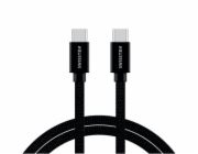Swissten datový kabel USB-C / USB-C s textilním opletem, 2,0 M Černý