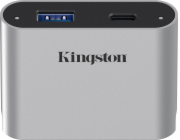 Kingston Workflow USB miniHub (stříbrný/černý, USB-C, USB-A)