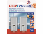 Tesa Samolepicí háčky , lesklý chrom, čtvercové, 2 kusy se 4 velkými proužky Powerstrips