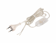 Napájecí kabel s vypínačem a euro zástrčkou, průhledný, 2 m