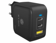 IcyBox Nabíječka IB-PS1030-PD 65 WATT, 2x TYPE-C, 1x TYPE-A