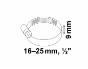 Hadicová spona Kirchhoff, šířka 9 mm, rozsah sevření 16-25 mm, nerezová ocel, 2 kusy